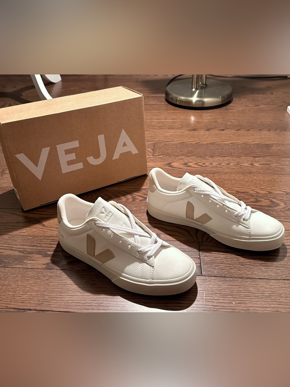 NWT VEJA Campo Chromefree Leather Sneakers Extra White Almond US 9 / EU 40 - Picture 7 of 10